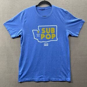 Sub Pop Records Seattle Washington T Shirt M? Blue Graphic Tee Grunge Nirvana